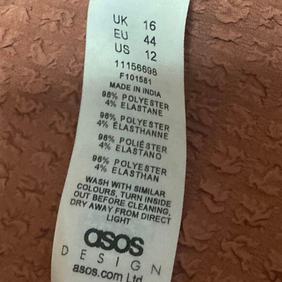 ASOS Brown Sleeveless Textured Ruffle Tiered Cami Mini Fit & Flare Tank Dress 12 - Picture 4 of 4